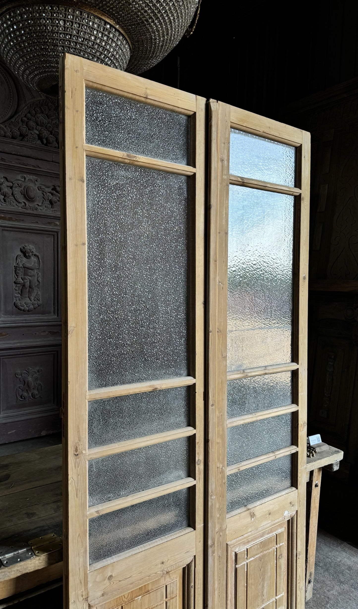 Antique Obscured Glass 10 Lite French Doors - 43.5x89.25 - L537