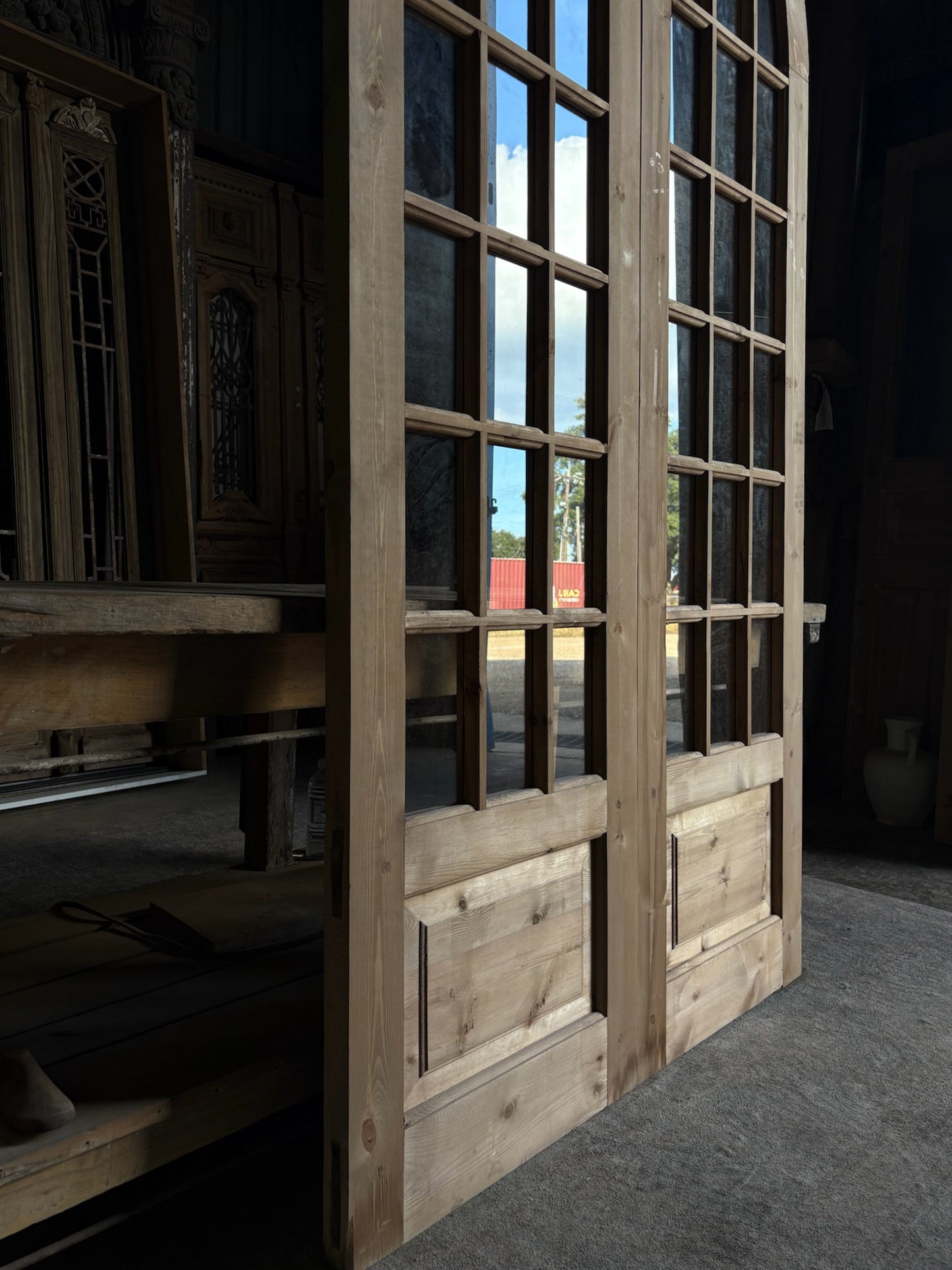 (The Ellenor) Handcrafted Arched Glass French Door - 48x96 L46