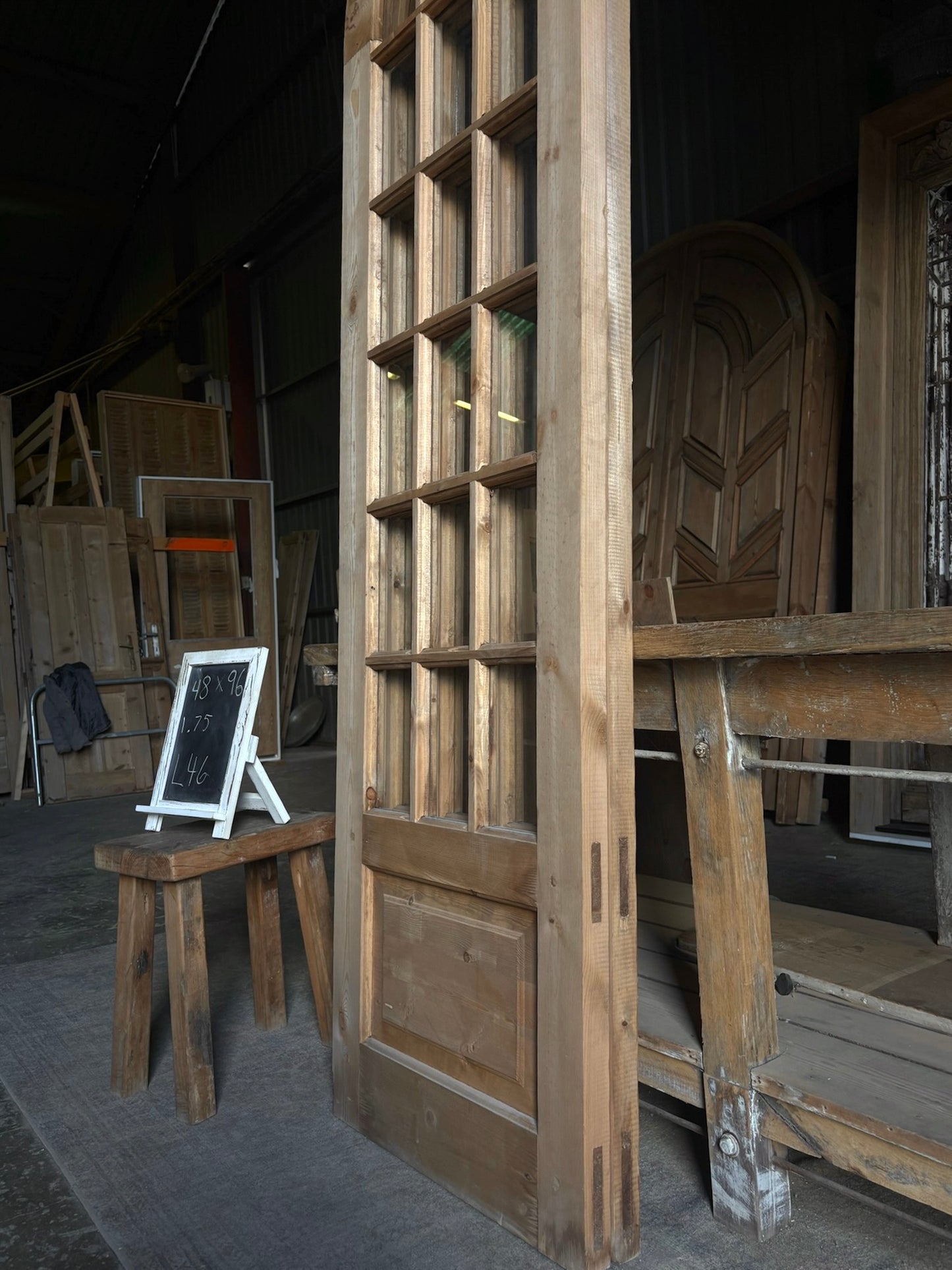 (The Ellenor) Handcrafted Arched Glass French Door - 48x96 L46