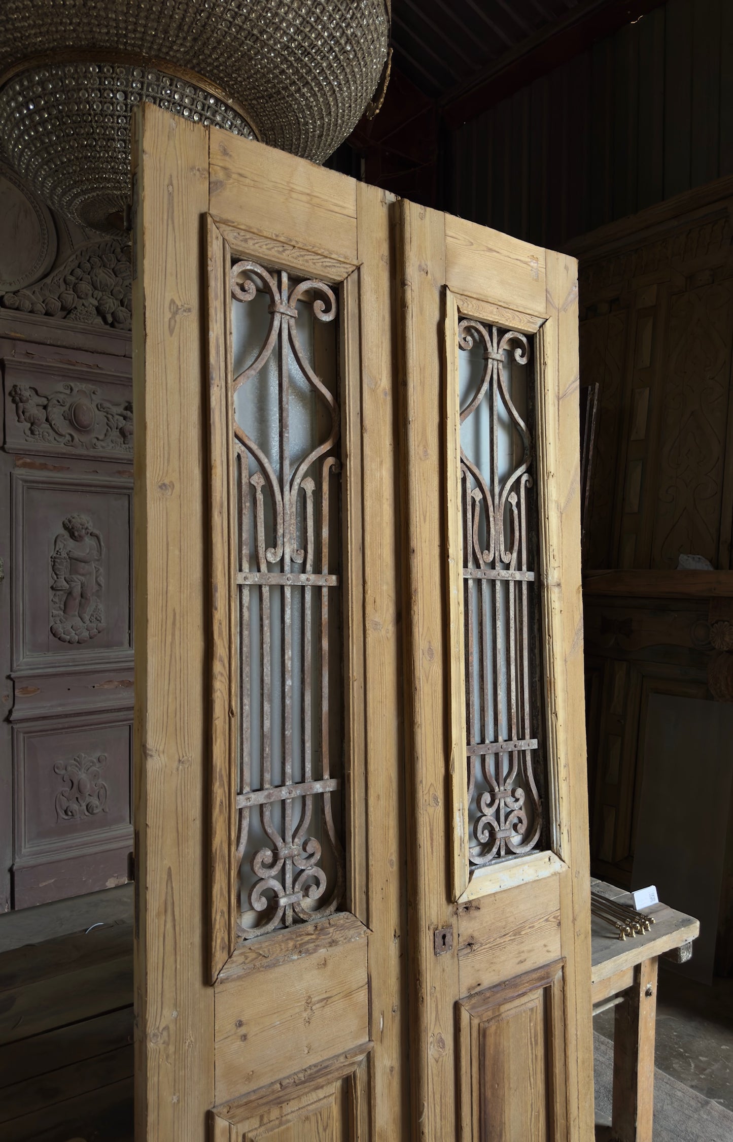 Antique Iron French Doors - 39x93 - L568