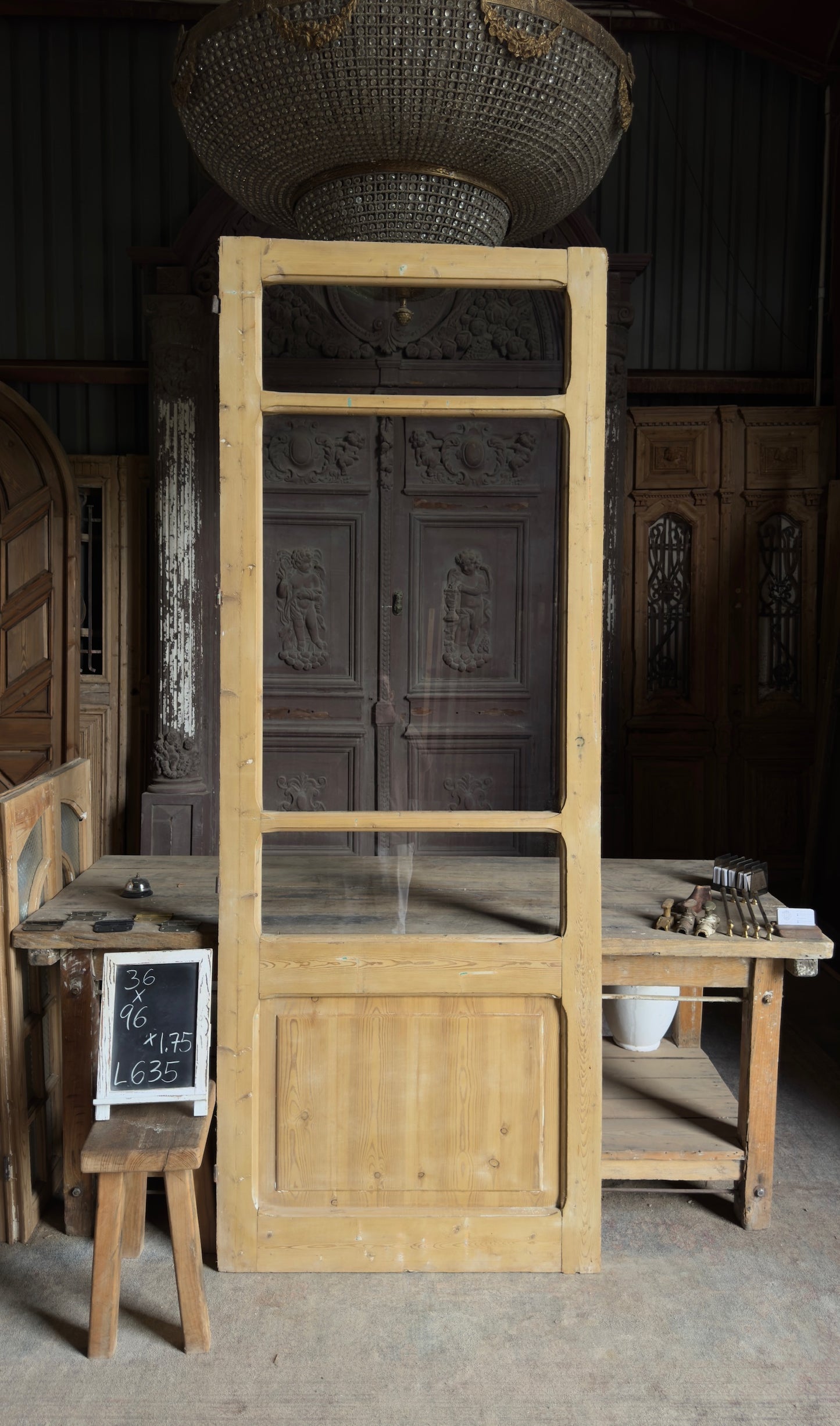 Antique Glass 3 Lite Door - 36x96 - L635
