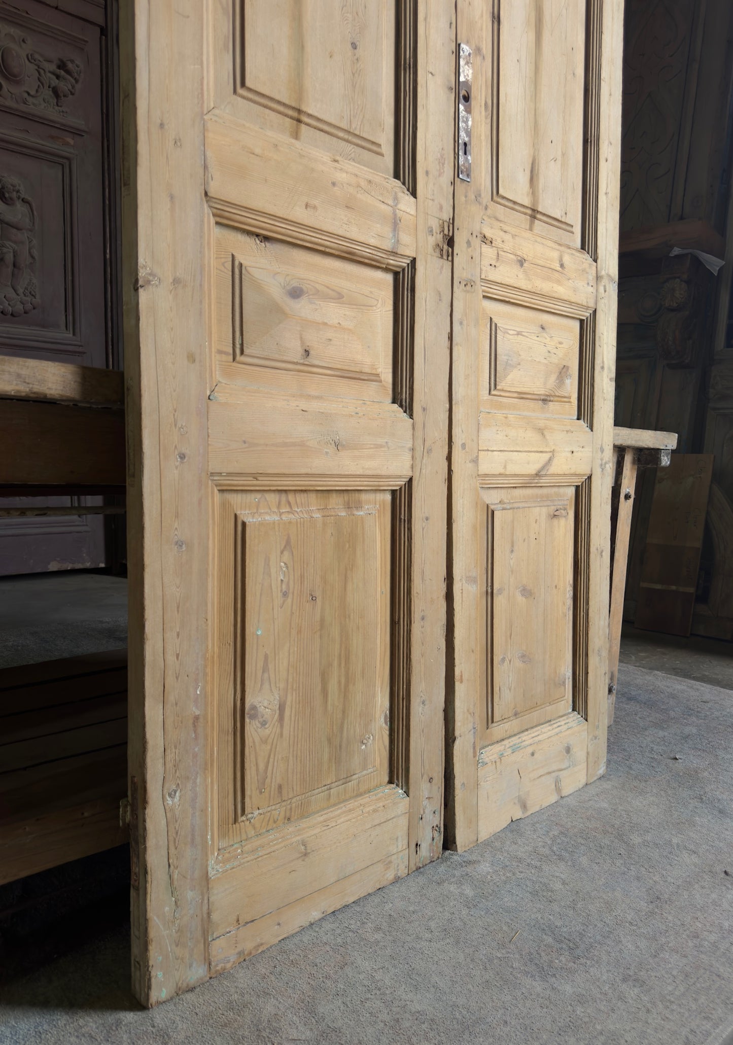 3 Panel Antique Solid French Doors - 43x100.5 K363