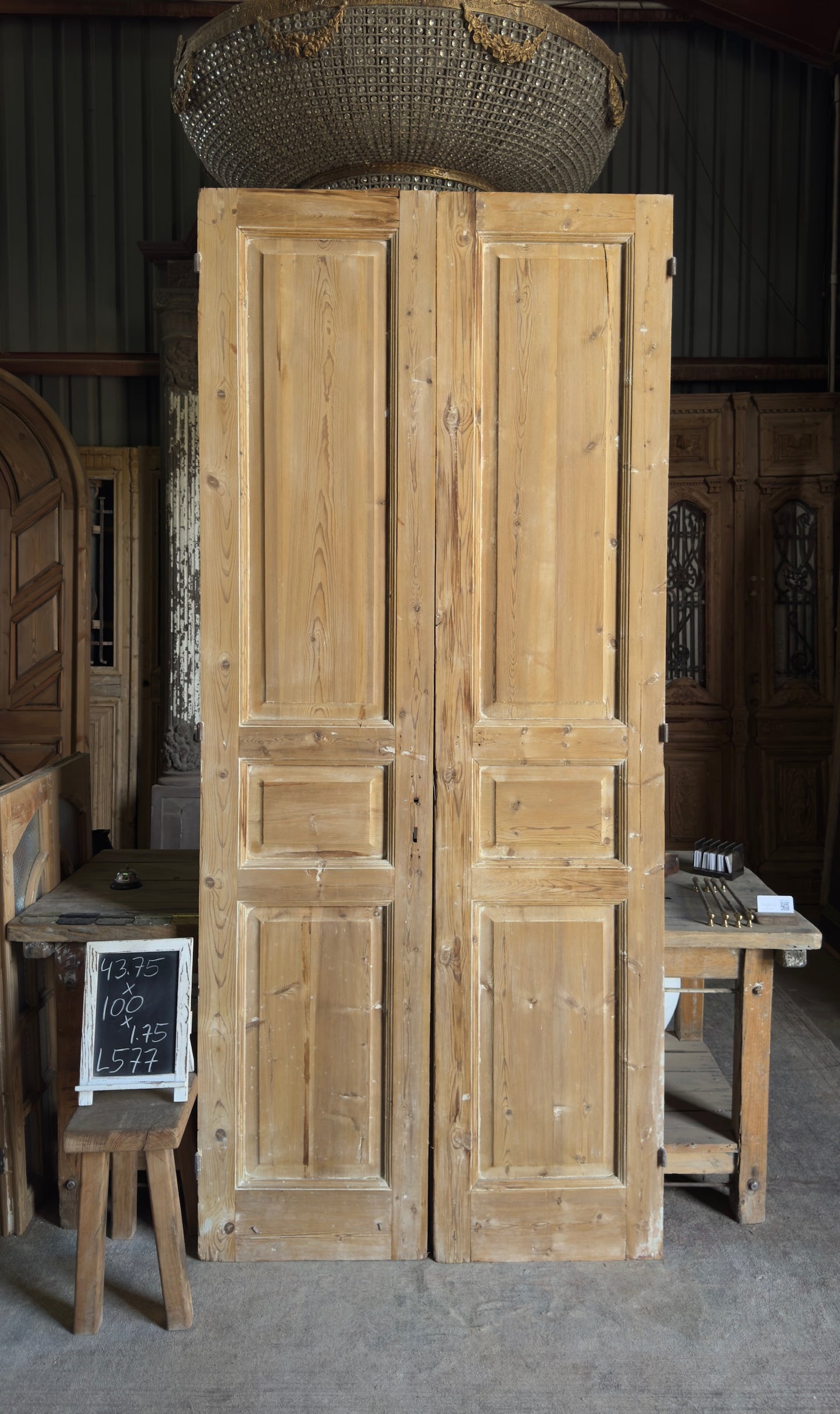 Antique 3 Panel French Doors - 43.75x100 - L577