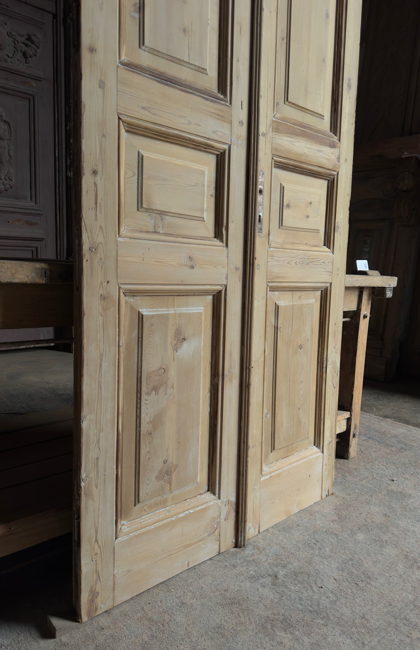 3 Panel Antique Solid French Doors - 38.5x96.5 K462