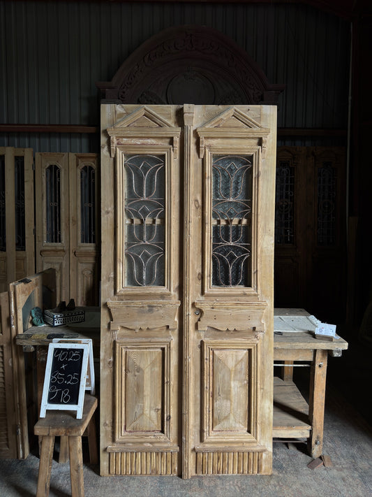 Stately Antique Iron French Double Doors - 40.25x85.25 J18