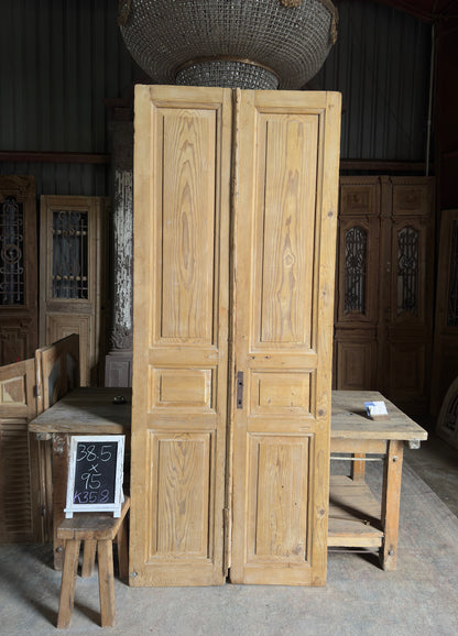 3 Panel Antique Solid French Doors - 38.5x95 K358