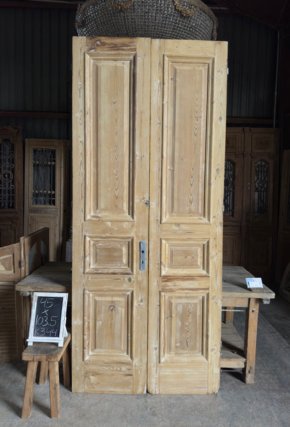 3 Panel Antique Solid French Doors - 45x103.5 K344
