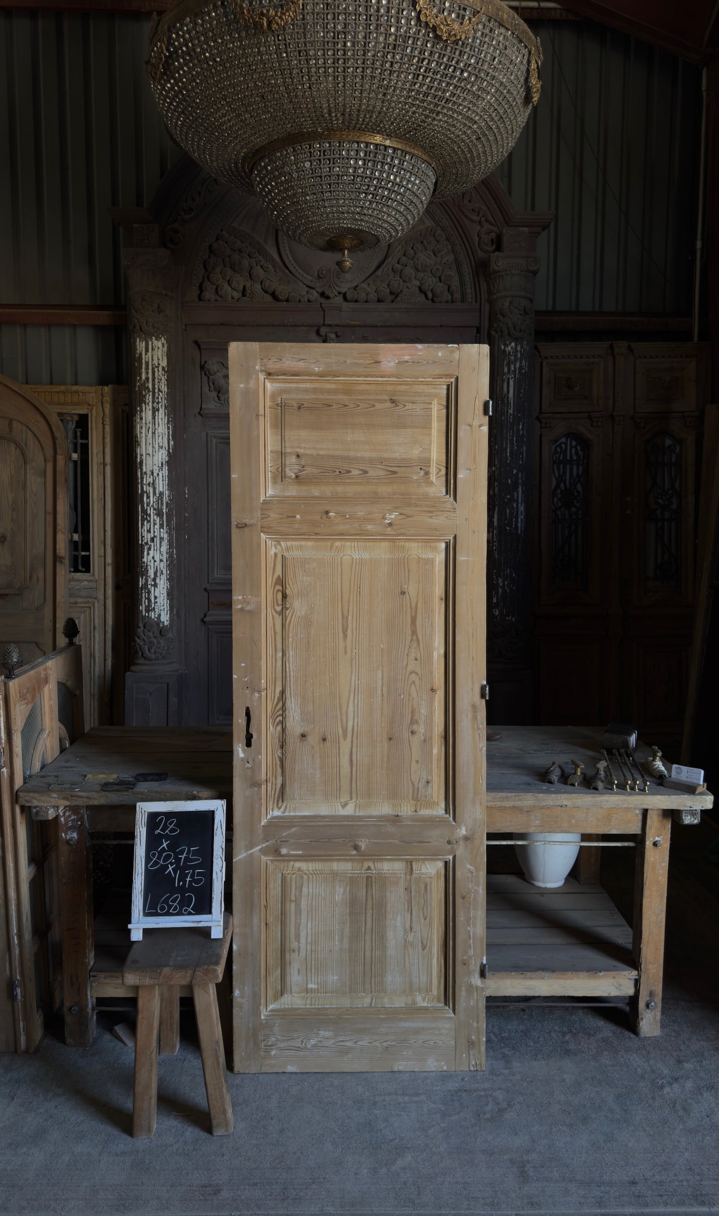 Antique 3 Panel Door - 28x80.75 - L682