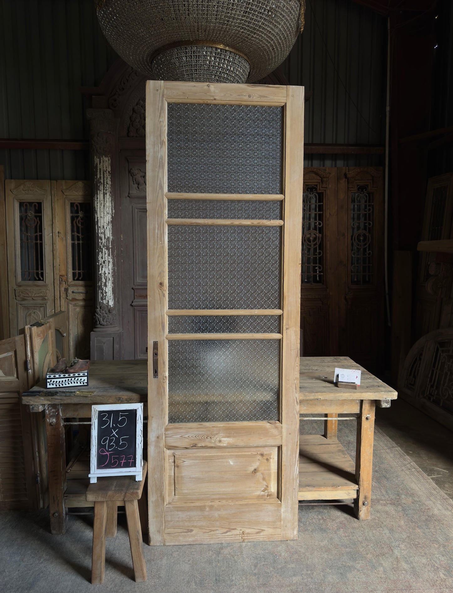 Single Antique Glass Door - 31.5x93.5 J577