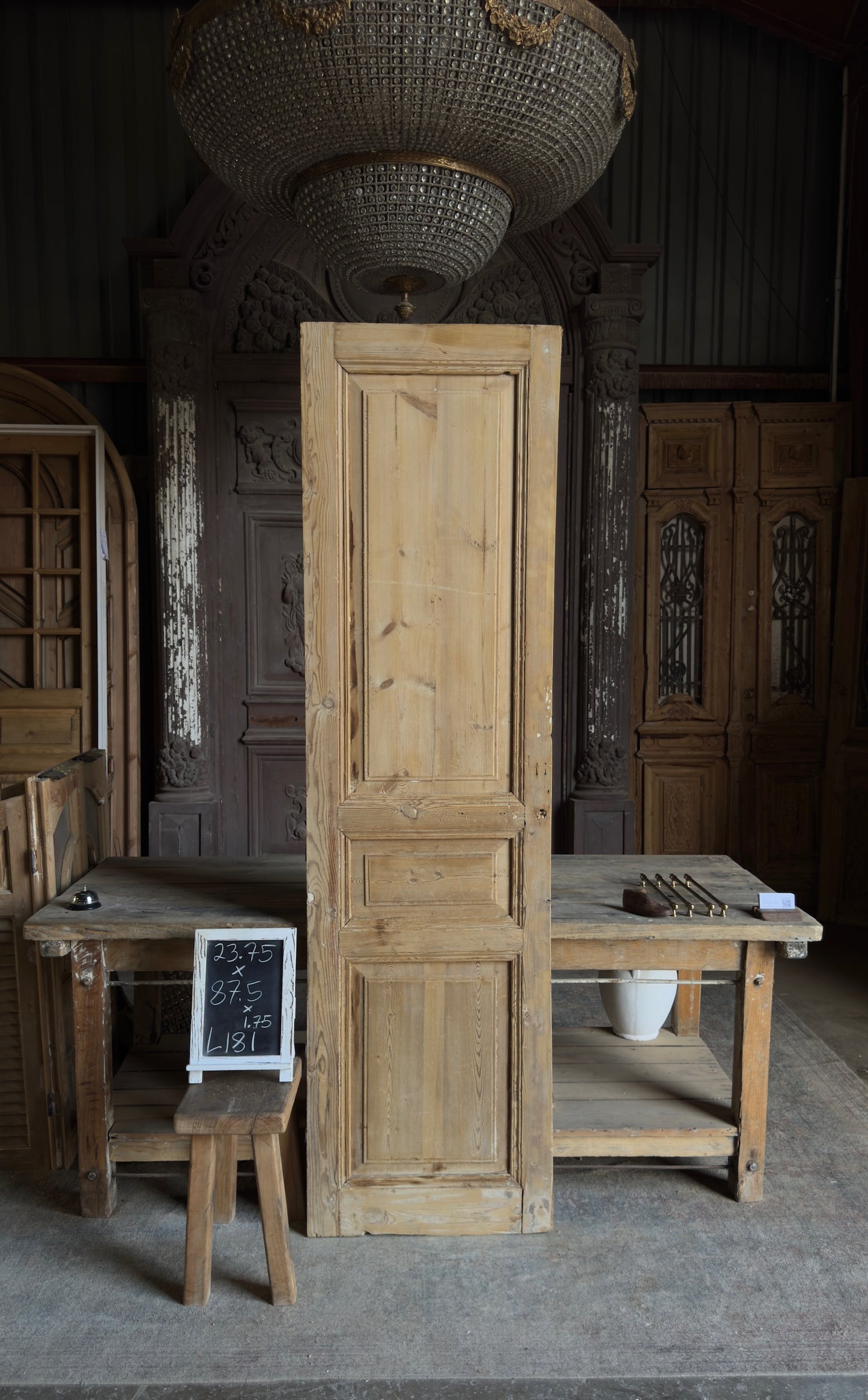 3 Panel Single Solid Antique Door - 23.75x87.5 - L181