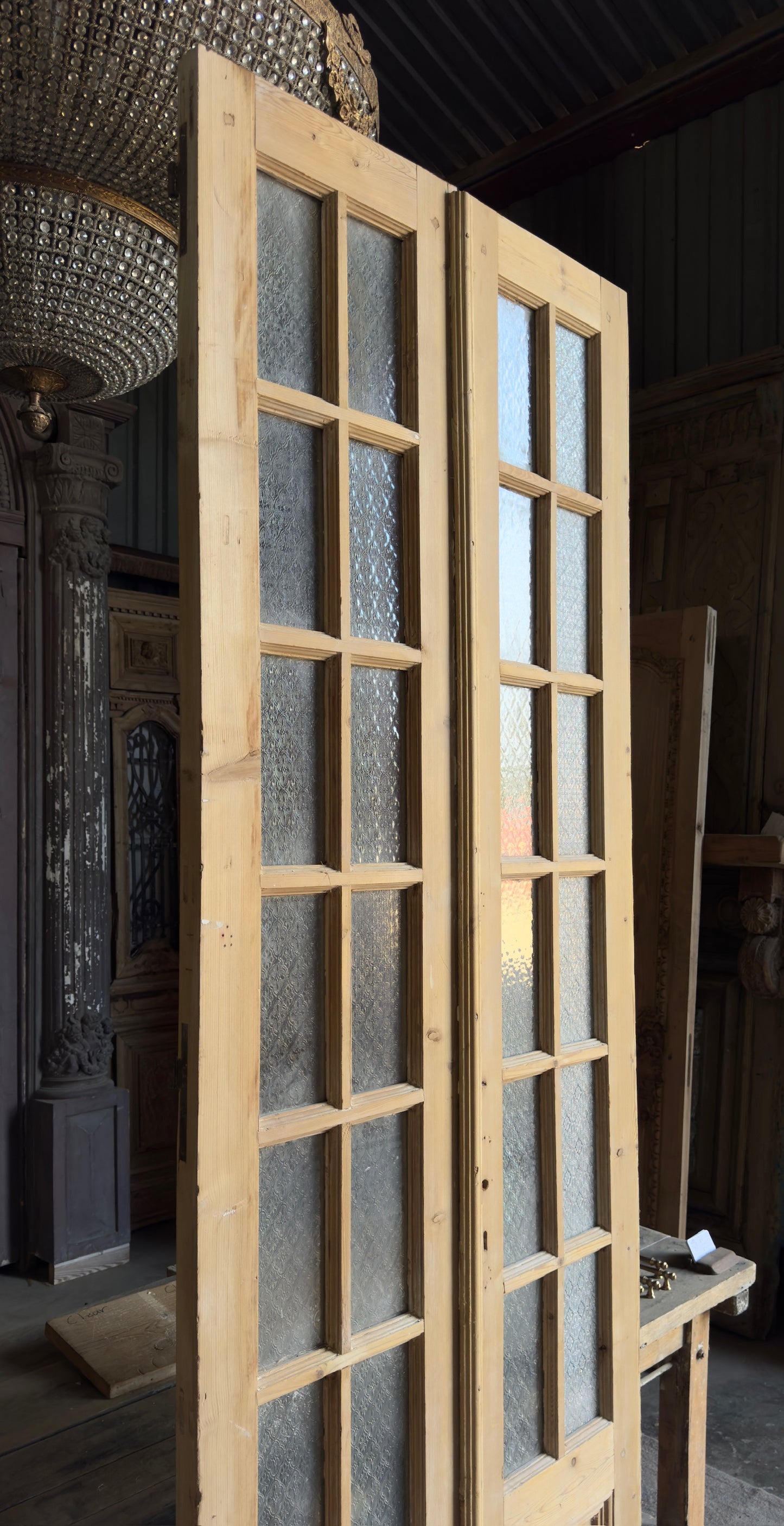 12 Lite Glass Antique French Doors - 35x104 - L214