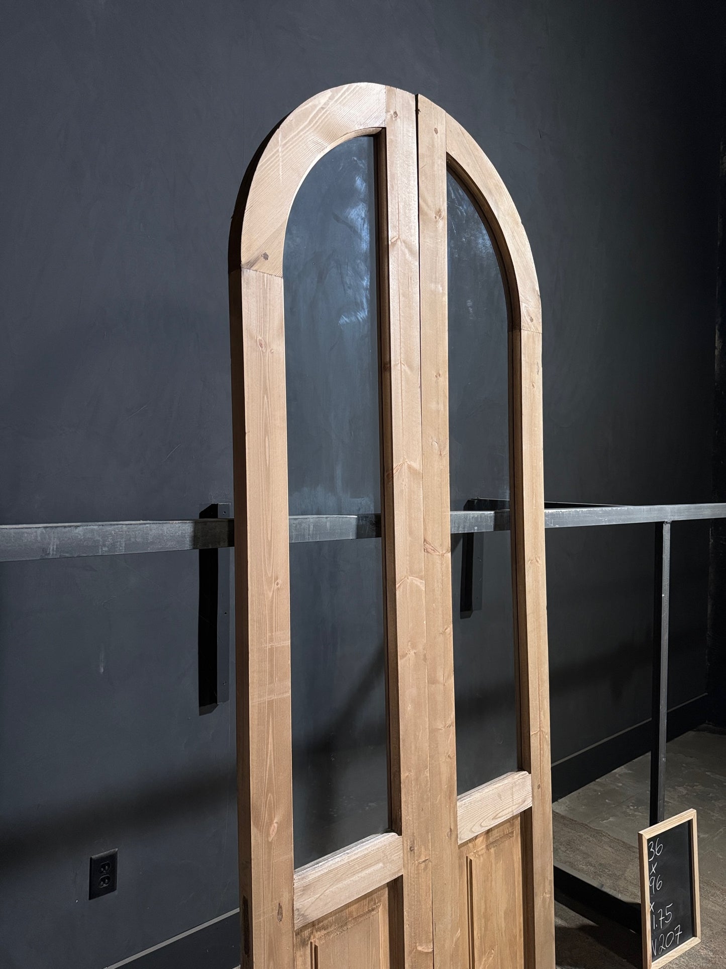 Handcrafted 2 Panel Arched Glass Double Doors - 36x96 - N207