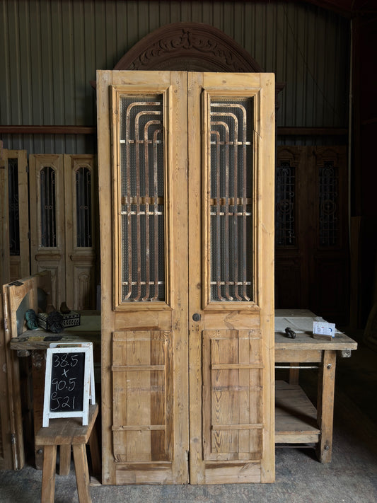 Antique Iron French Doors - 38.5x90.5 J21