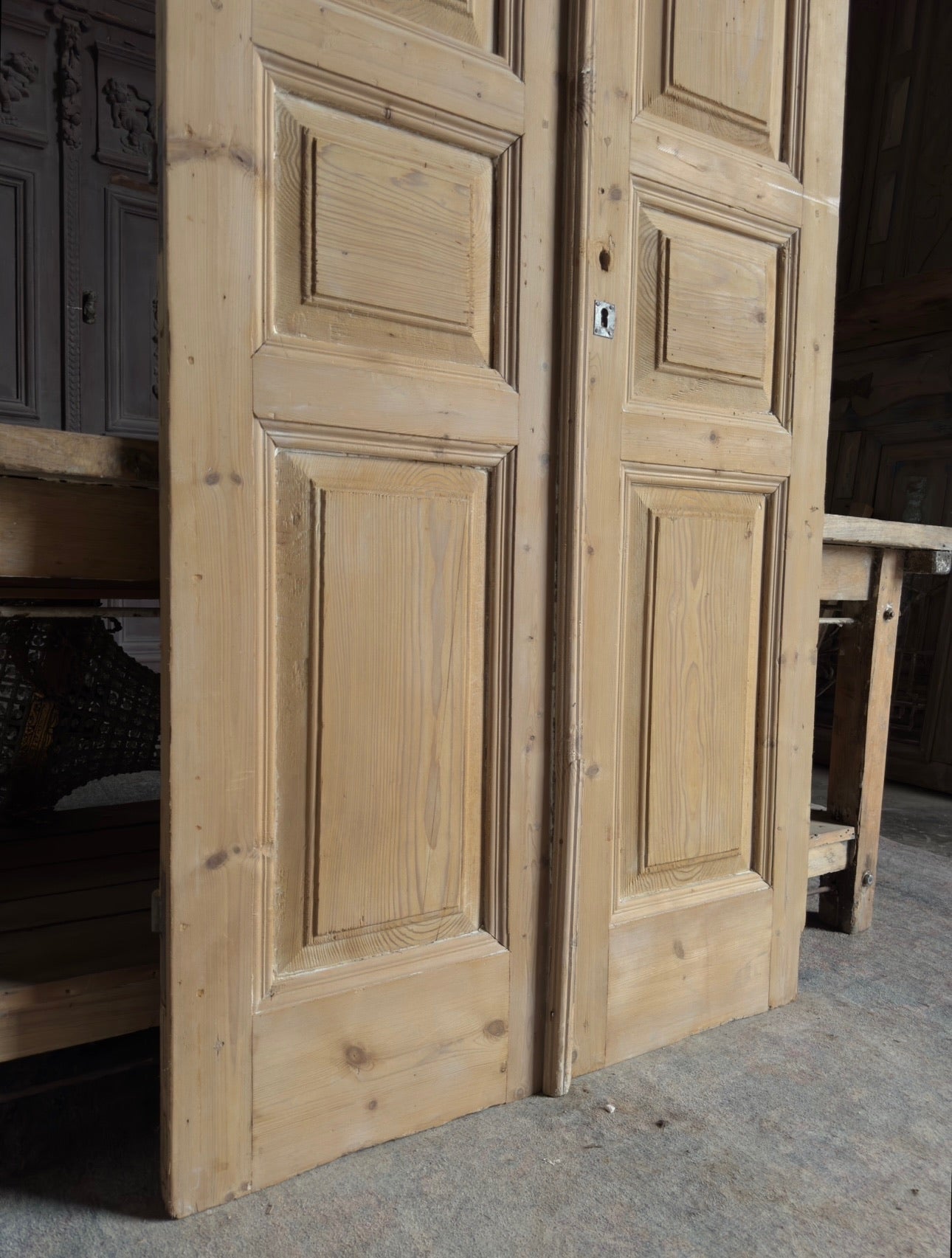 3 Panel Antique Solid French Doors - 39.25x92 K135