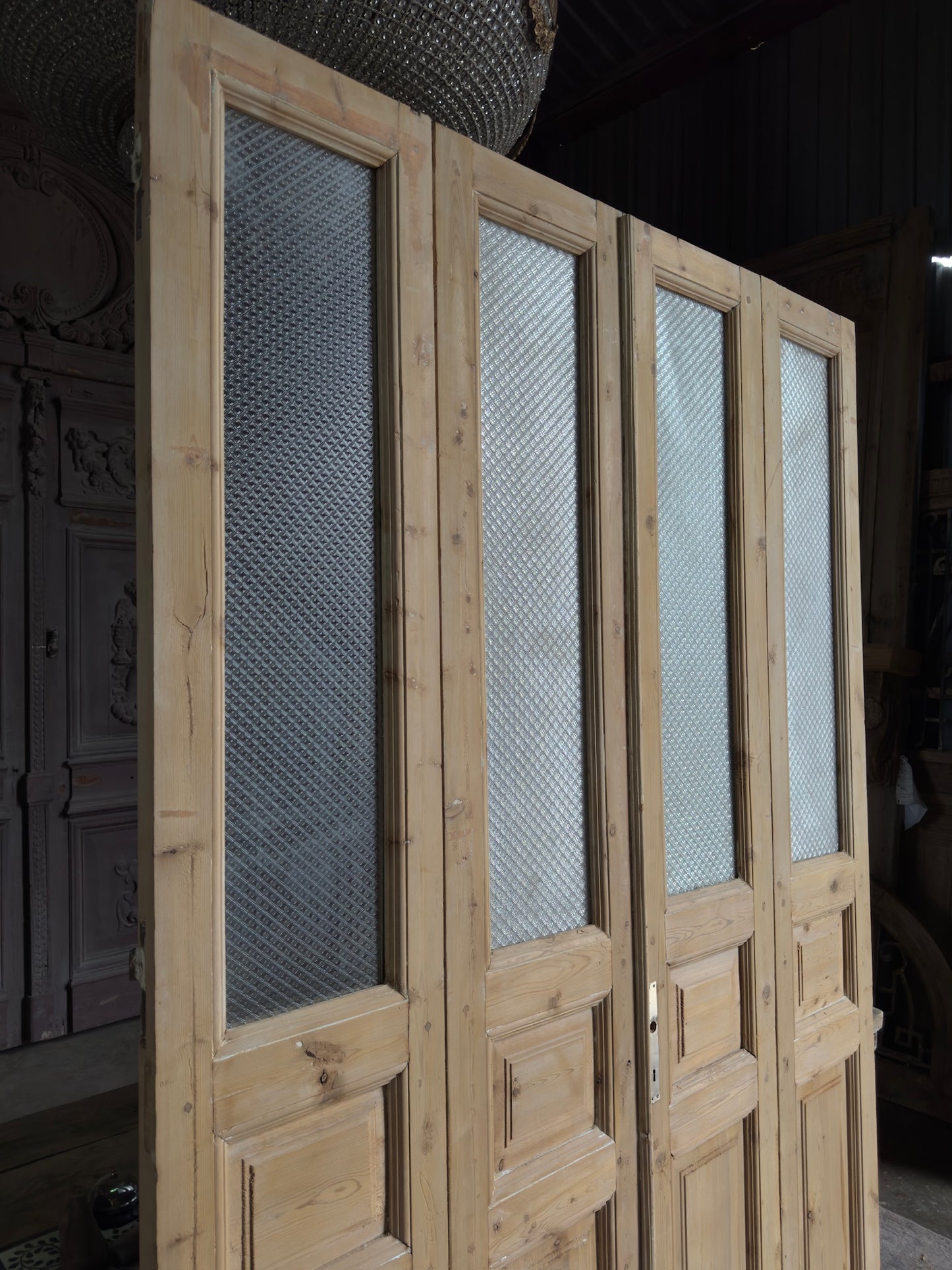 Antique Bi-Fold French Glass Doors - 66.5x96 J598