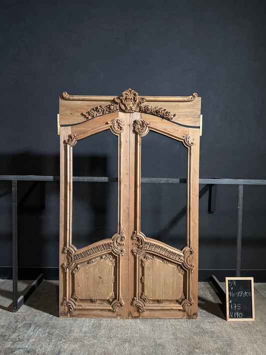 Handcrafted Grand Carved Glass French Doors - 59x96 - N190