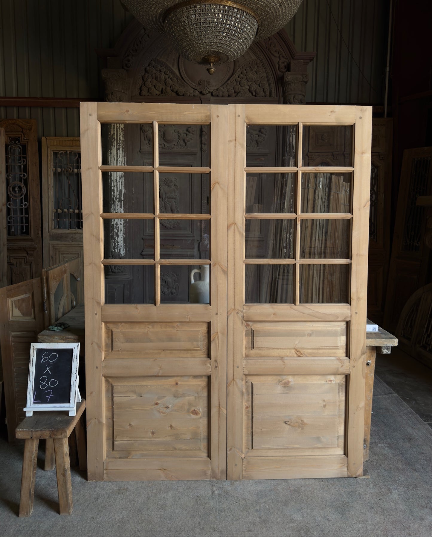 Handcrafted 8 Lite Glass French Doors - 60x80 L7