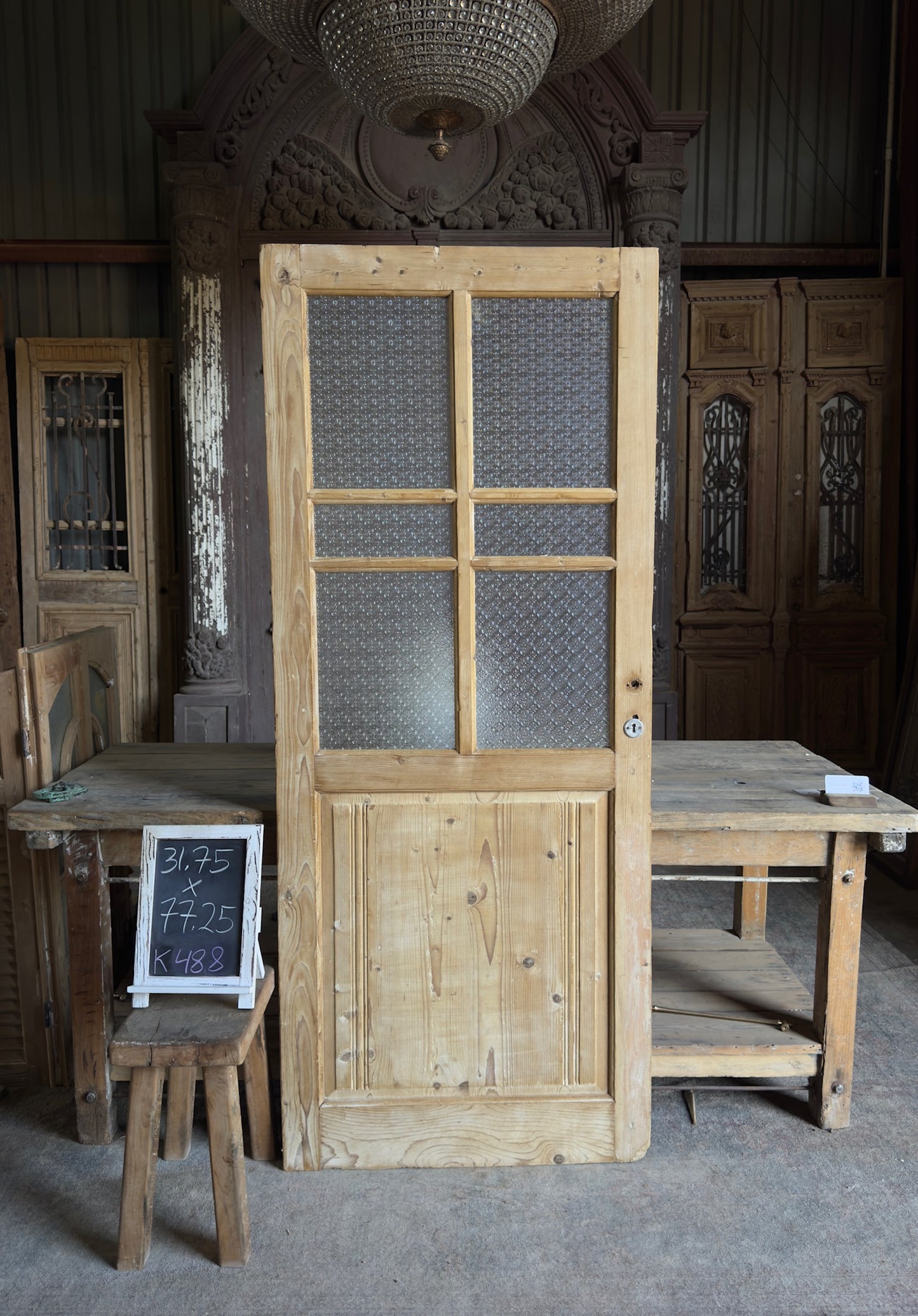 Antique Glass European Panel Door - 31.75x77.25 K488