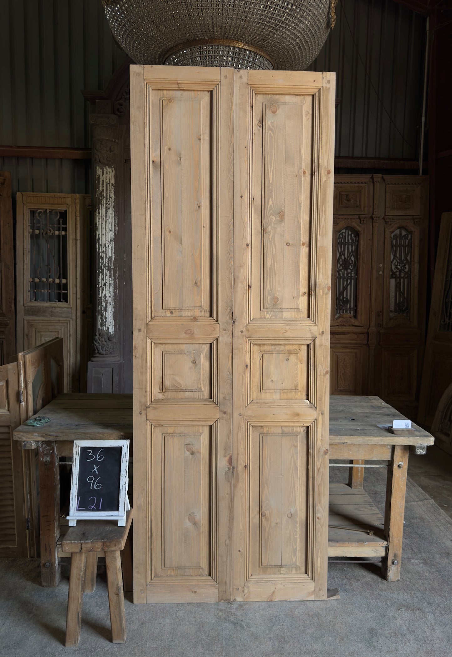 Handcrafted 3 Panel Solid French Doors - 36x96 K21