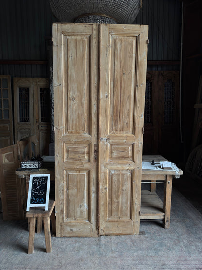 3 Panel Antique Solid French Doors - 39.75x94.5 J345