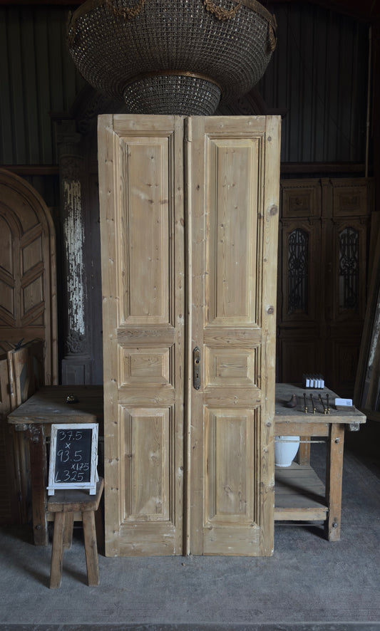 3 Panel Antique Solid French Doors - 37.5x93.5 - L325