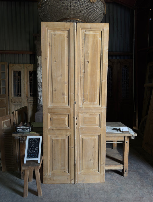 3 Panel Antique Solid French Doors - 39.5x98.25 J372