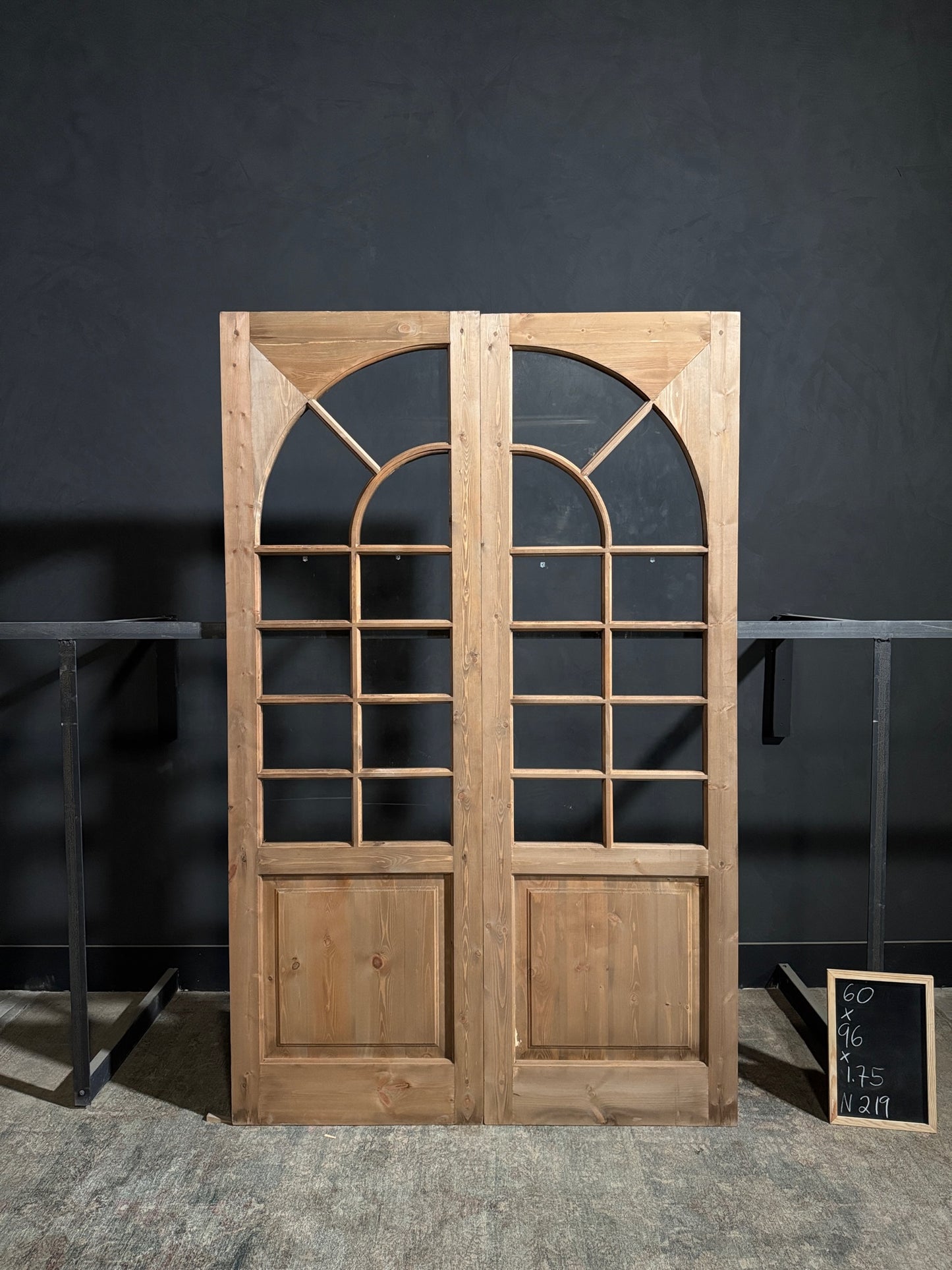 (Elise) Handcrafted Arched Glass French Doors - 60x96 - N219