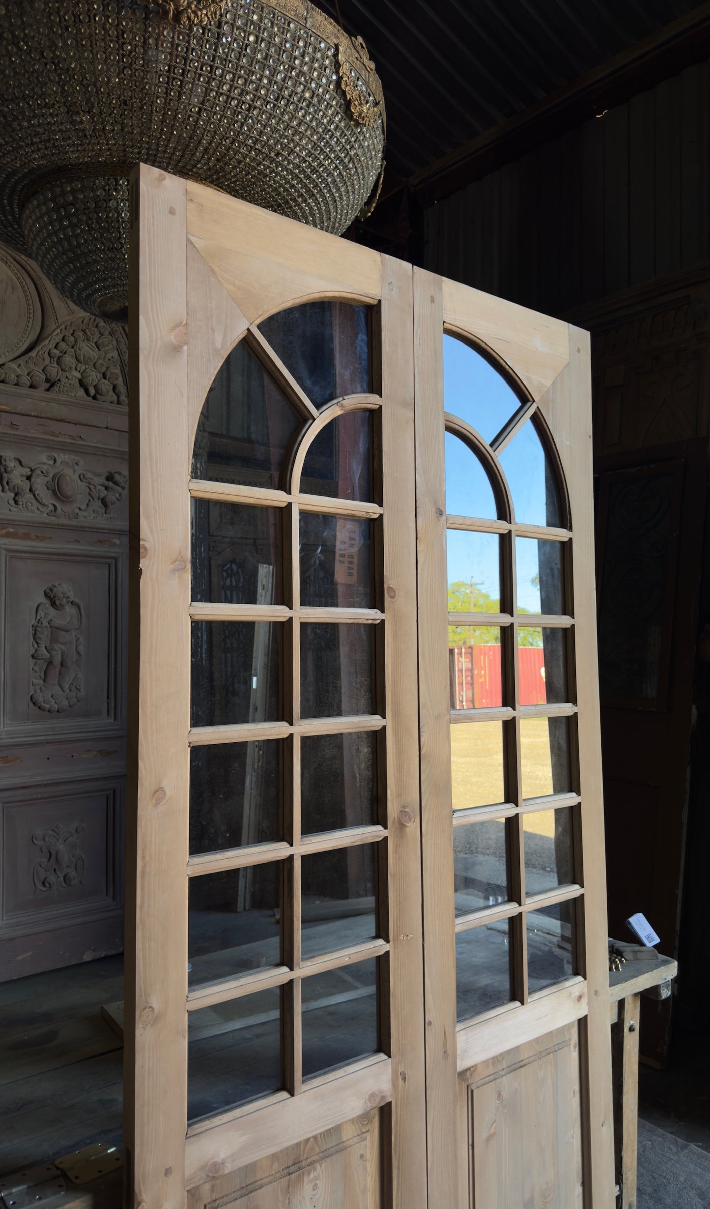 (Elise) Handcrafted Arched Glass French Doors - 48x96 L507