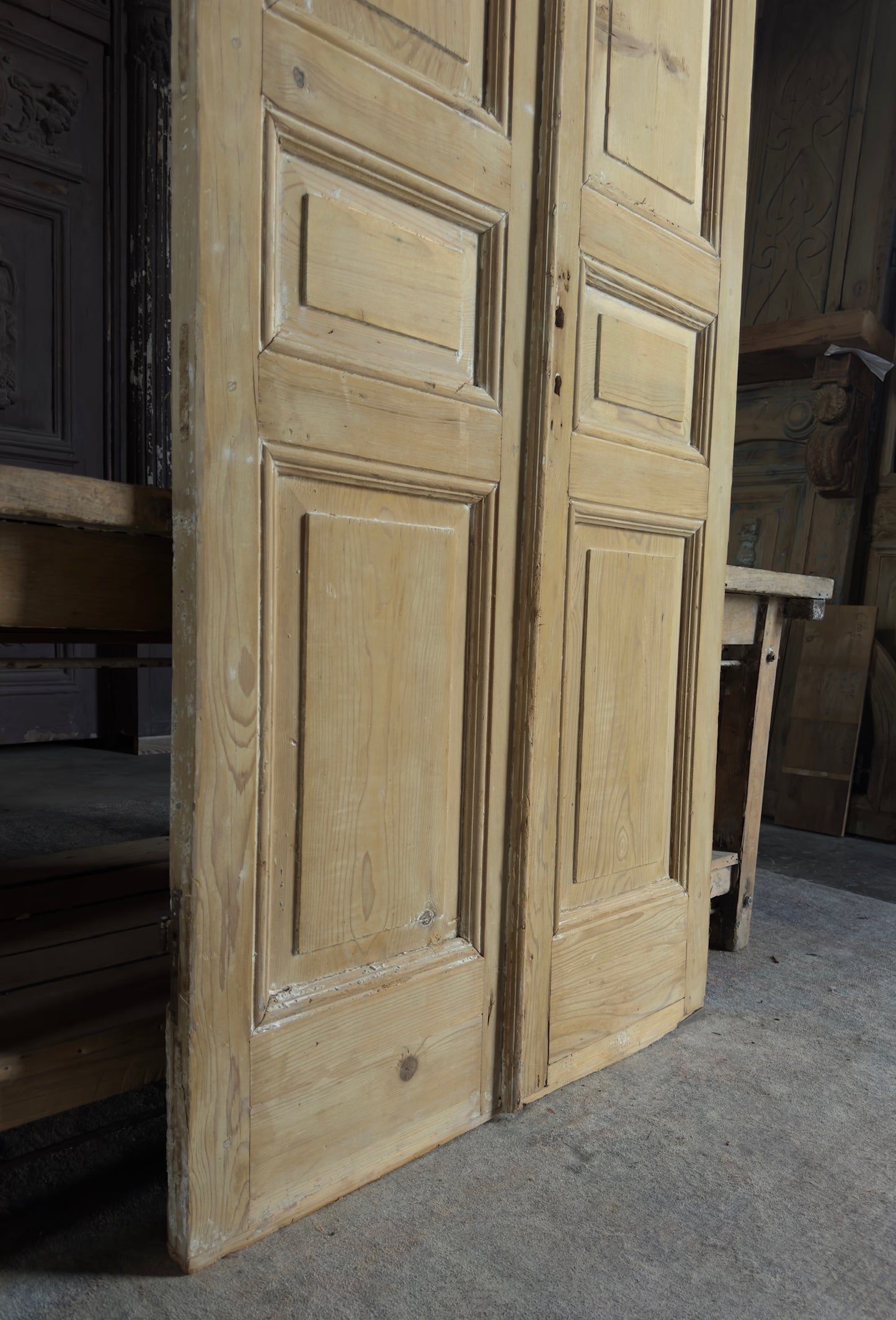 3 Panel Antique Solid French Doors - 39x93.5 K350