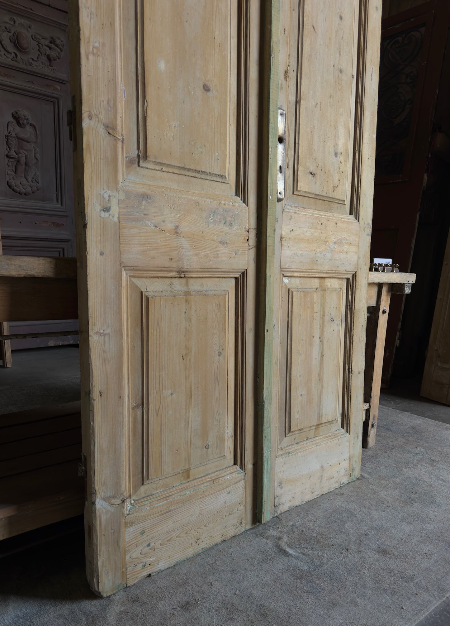 2 Panel Antique Solid French Doors - 43x86.5 - L387