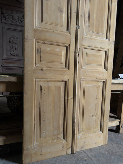 3 Panel Antique Solid French Doors - 39.5x98.25 J372