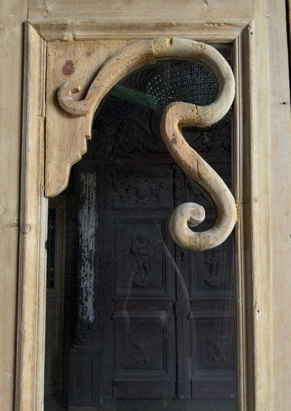 Carved Scene Antique Bi-Fold Glass Doors - 108.5x105.5 K238