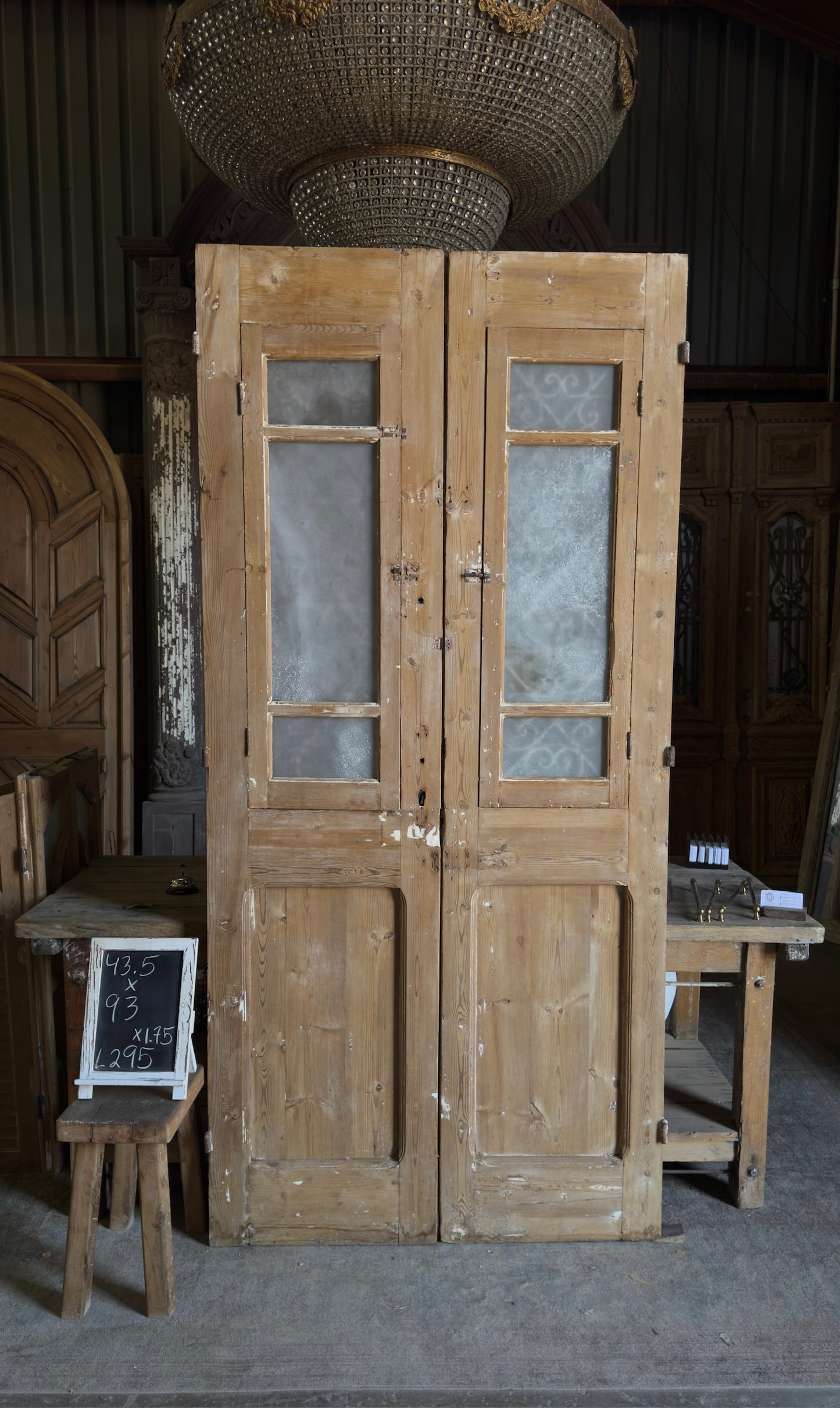 Scrolled Antique Iron French Doors - 43.5x93 - L295