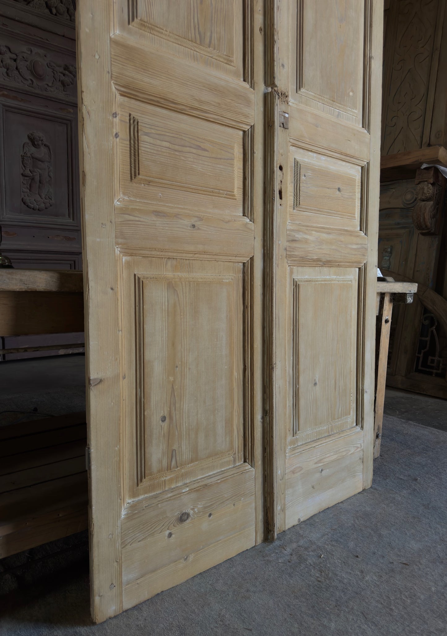 3 Panel Antique Solid French Doors - 44.5x108.5 K397