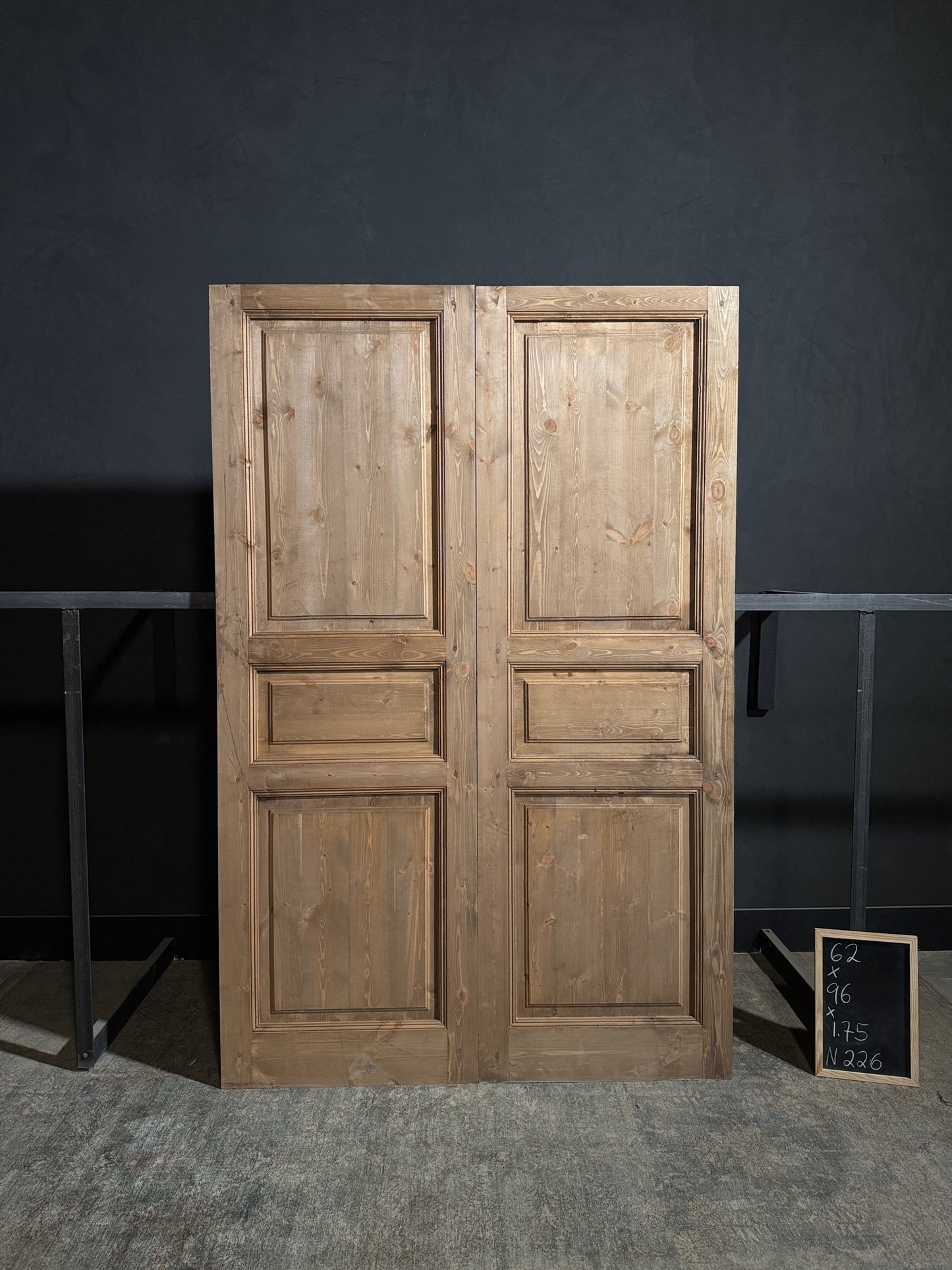 Handcrafted 3 Panel Solid French Doors - 62x96 - N226