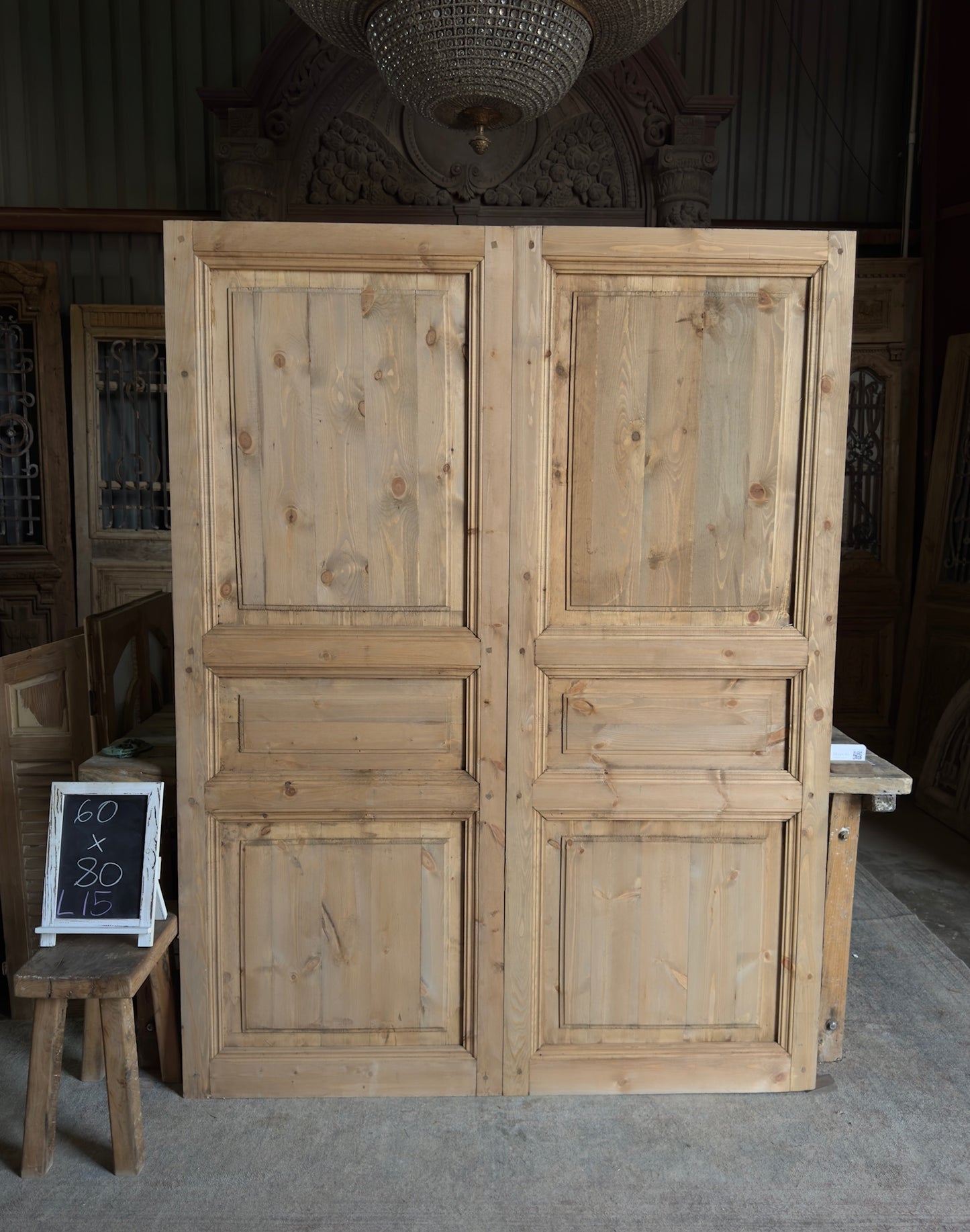 Handcrafted 3 Panel Solid French Doors - 60x80 L15