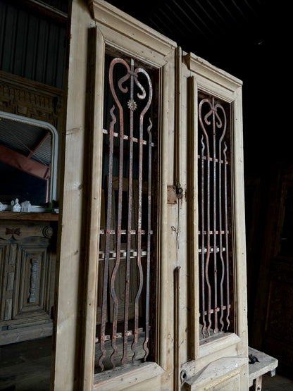 Grand Antique Iron Entrance Doors with Fluted Panel 43.75x99.5 H60