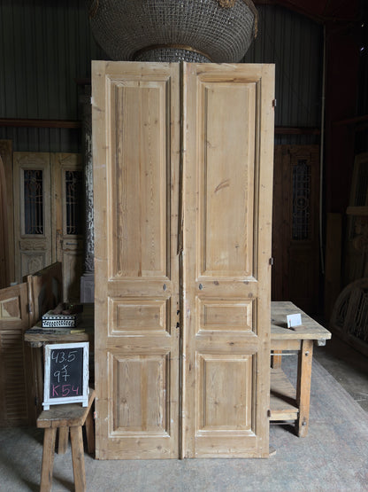 3 Panel Antique Solid French Doors - 43.5x97 K54