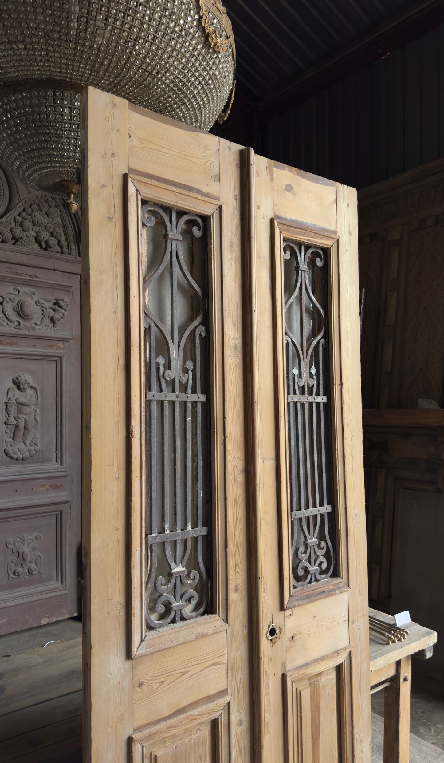 Antique Iron French Doors - 39.5x95.5 - L567
