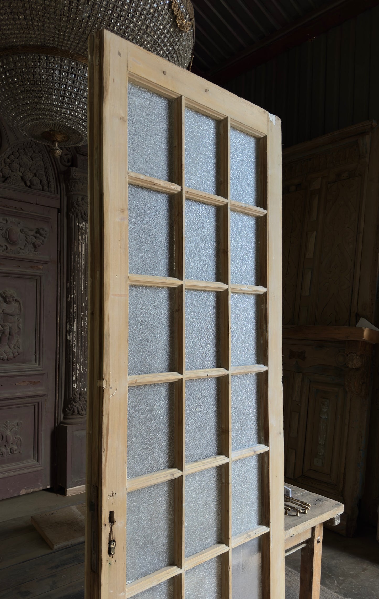 18 Lite Antique Glass Single Door - 33.5x99.25 - L227