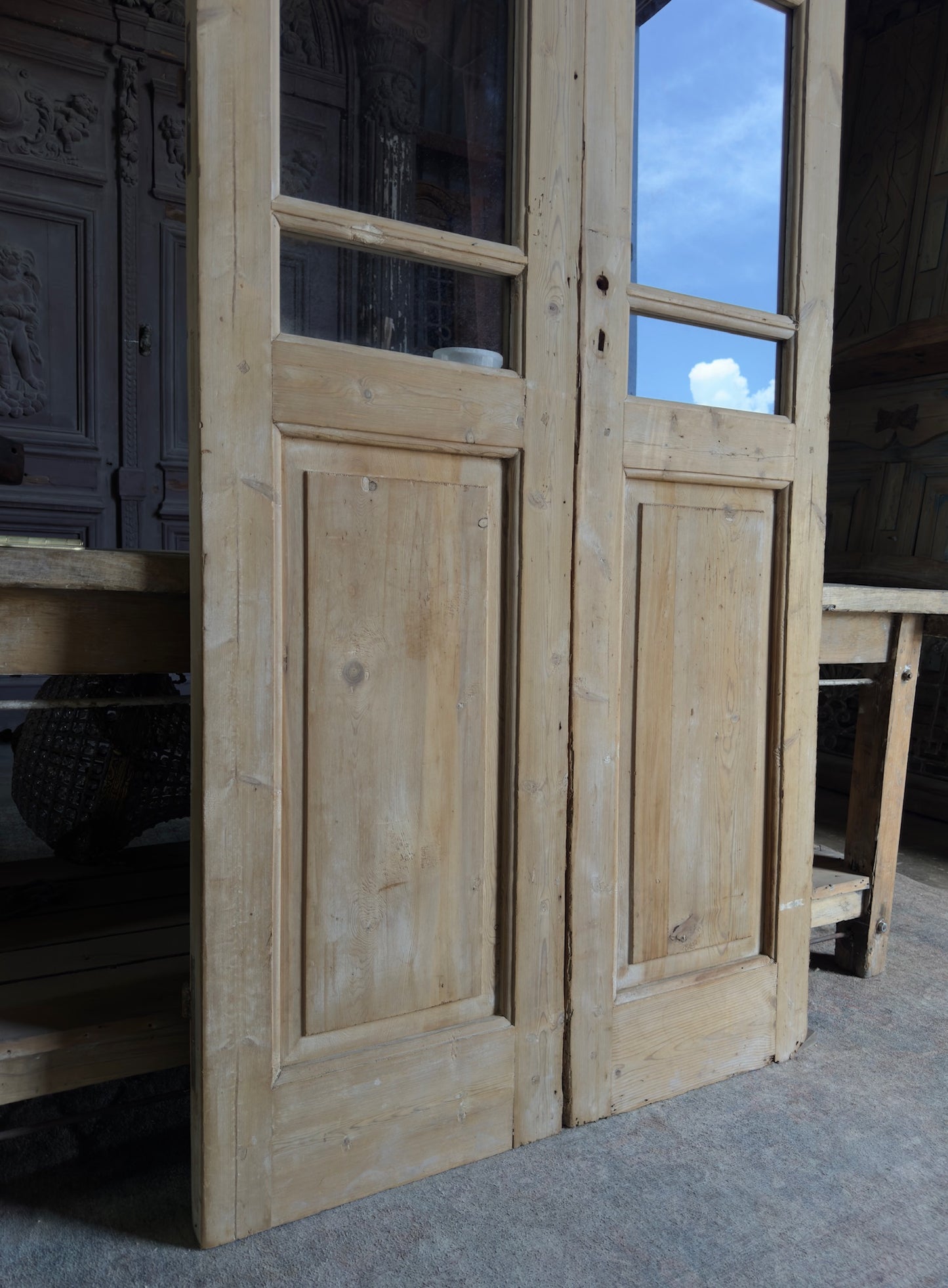 5 Lite Glass Antique French Doors - 39.5x98.5 K80