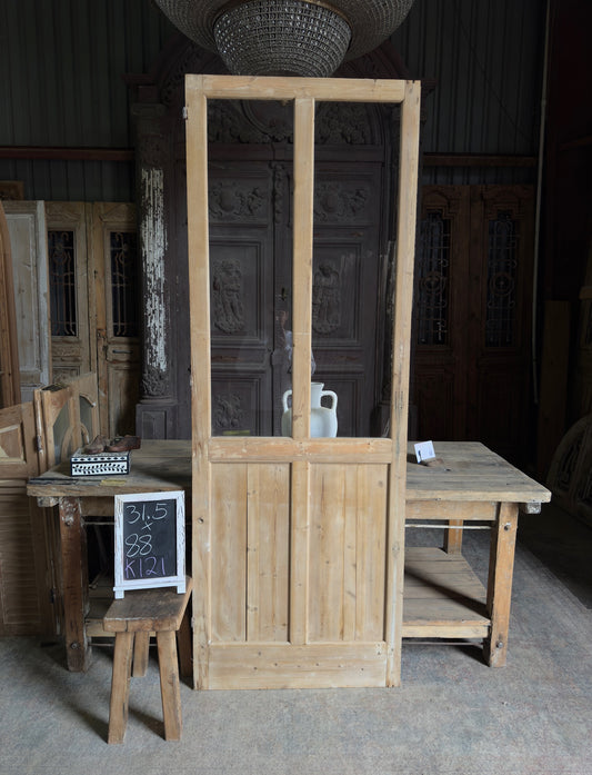 2 Lite Antique Open Glass Single Door - 31.5x88 K121