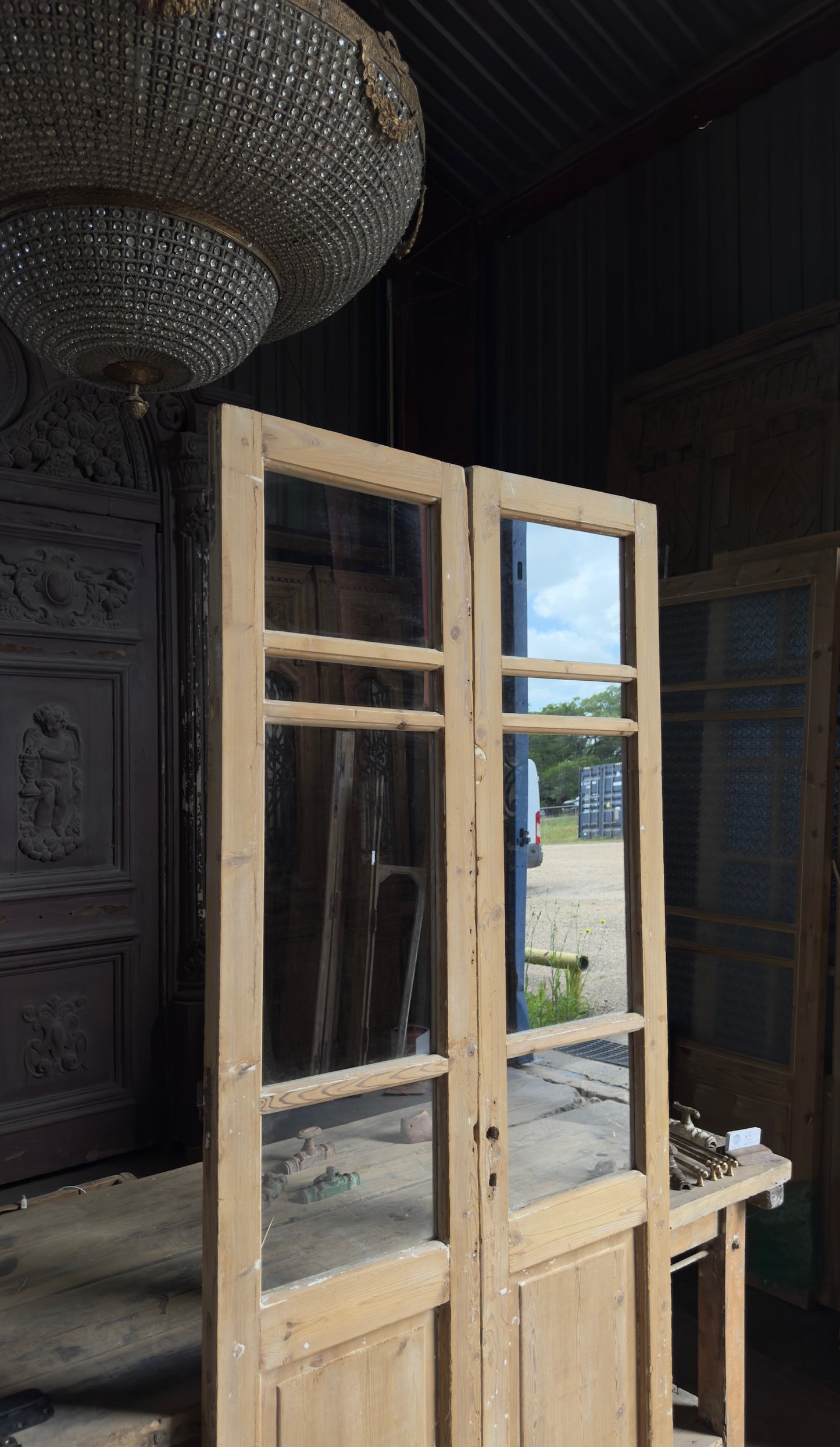 Antique Glass 4 Lite French Doors - 36.75x85.75 - L705