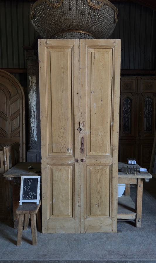 2 Panel Antique Solid French Doors - 40x98 - L331