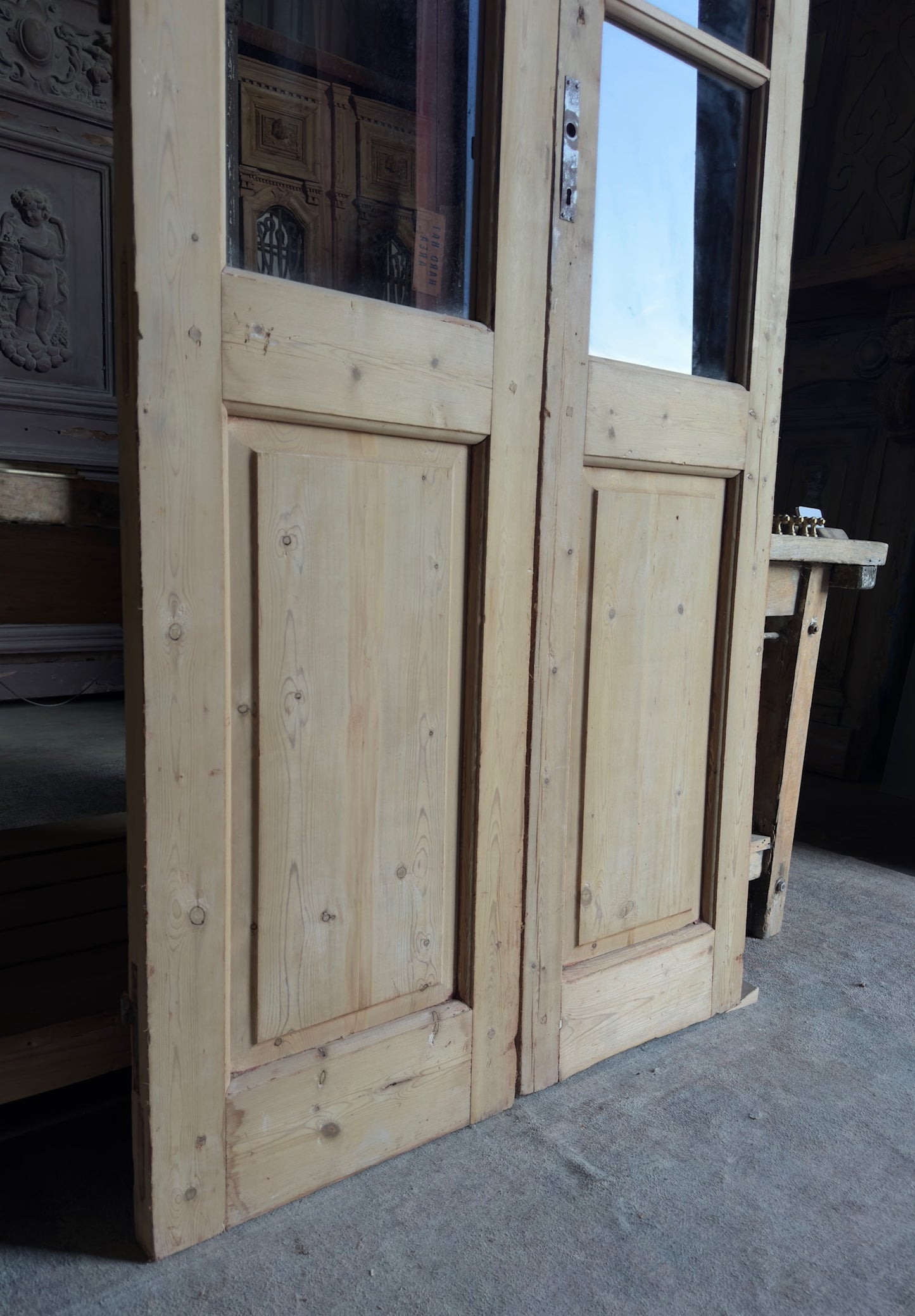 Antique Divided Glass French Doors - 40x92 - L535