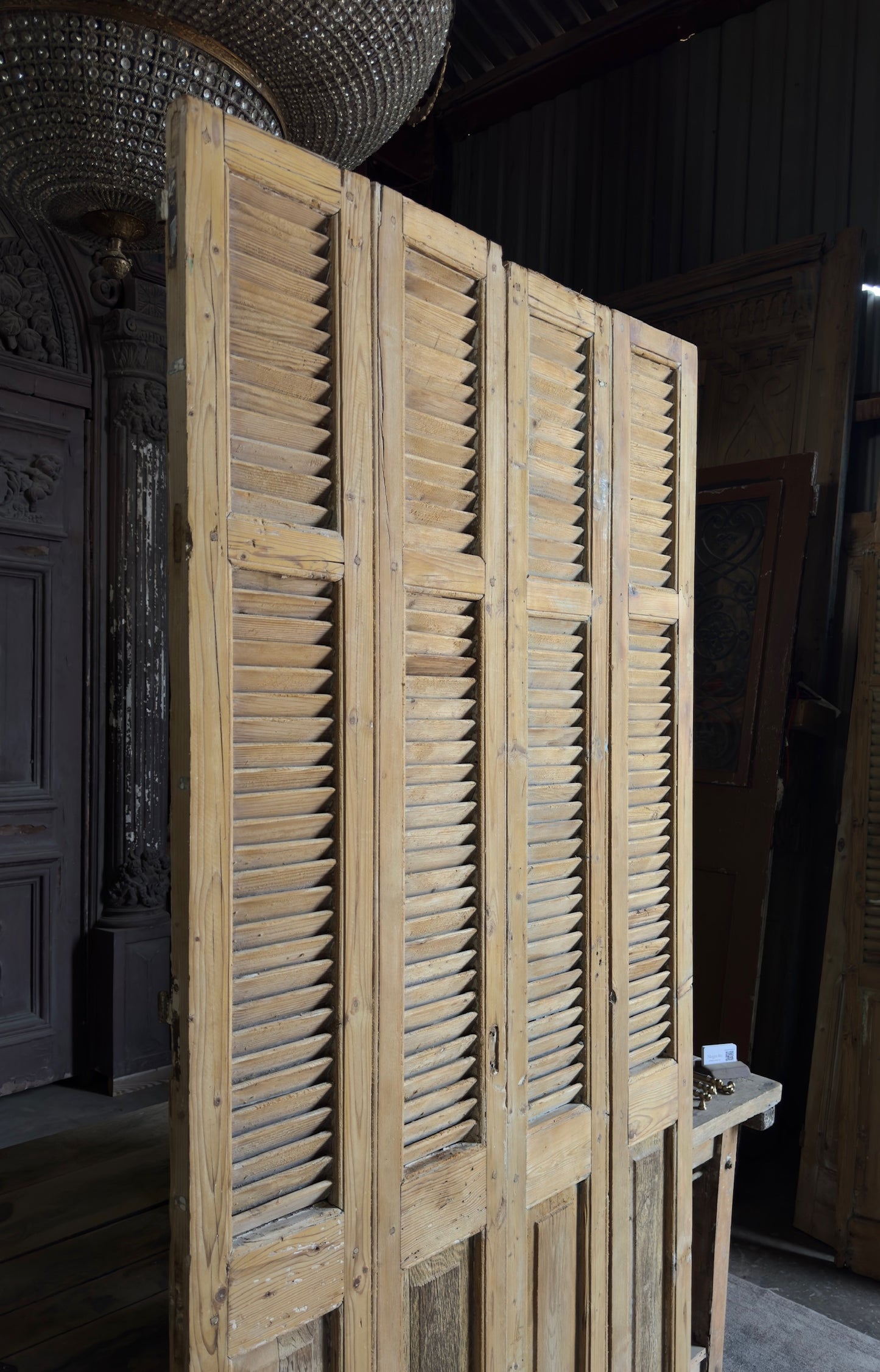 European French Antique Louvered Shutters - 43x90.5 - L409