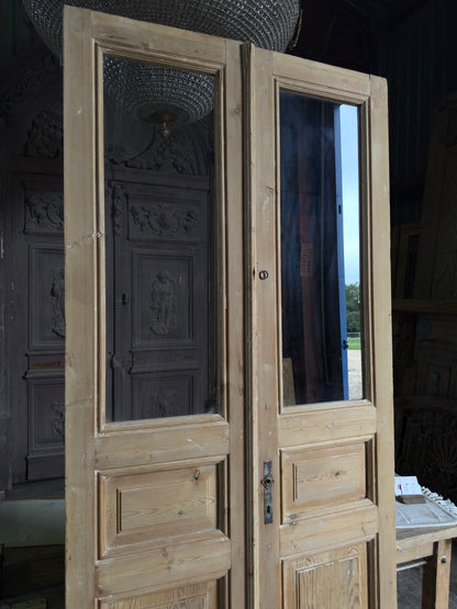 3 Panel Antique Glass French Doors - 43x96.75 J473