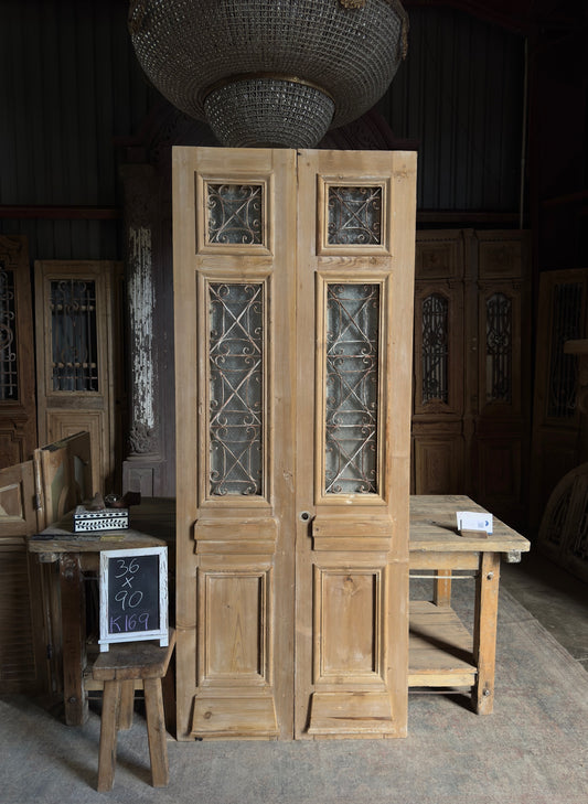 Stately Antique Iron French Doors - 36x90 K169