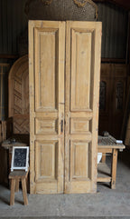 Raised Molding 3 Panel Antique Solid French Doors - 42.5x103.5 - L373