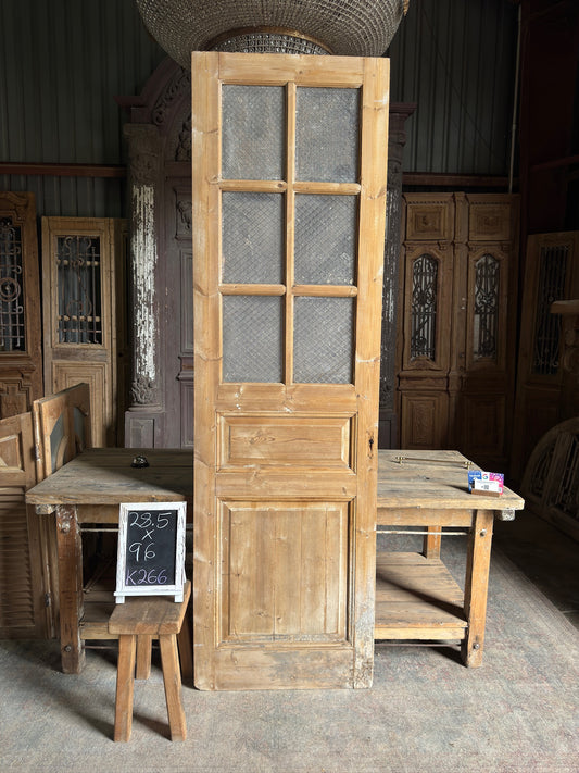 19th Century Antique Glass Single Door - 28.5x96 K266